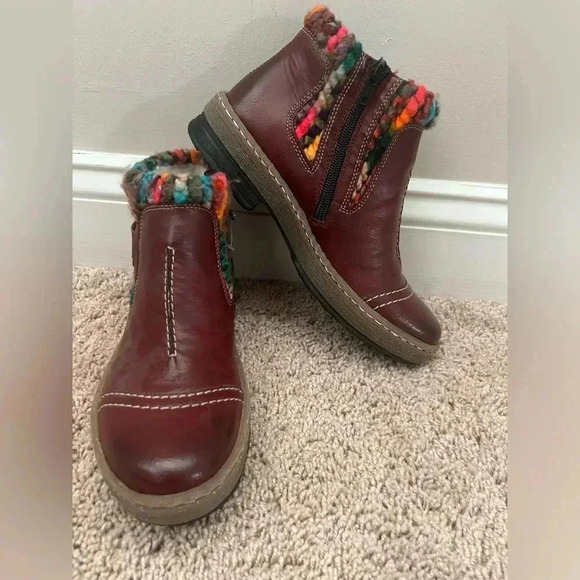 New REIKER felicitas ankle boot 37 red rainbow multicolor wool bootie 6.5 - Picture 3 of 17